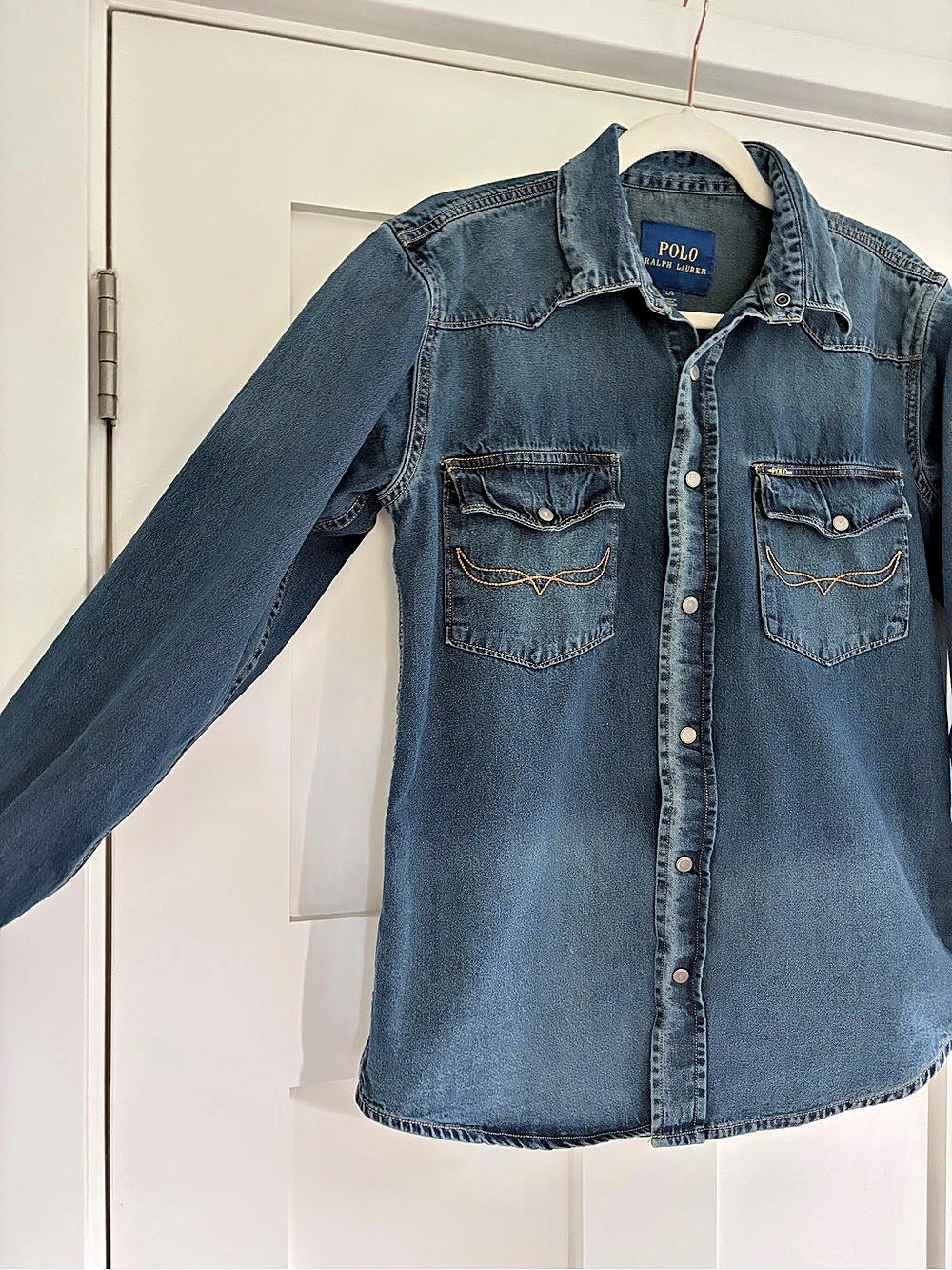 Polo Ralph Lauren Denim Western Shirt Women’s 100% Cotton Blue SZ L - Picture 5 of 8